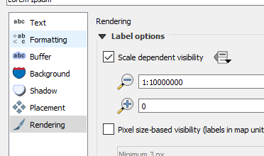 Setting scale dependent rendering for country labels